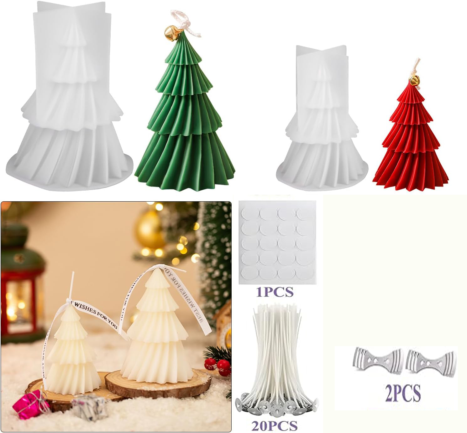 Candle Making Kit Xmas - قالب شمع سيليكون على شكل شجرة