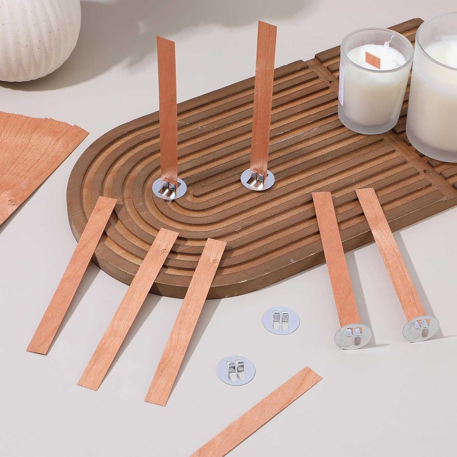 Candle Making Kit For Kids - 60 قطعة من فتائل الخشب لصنع